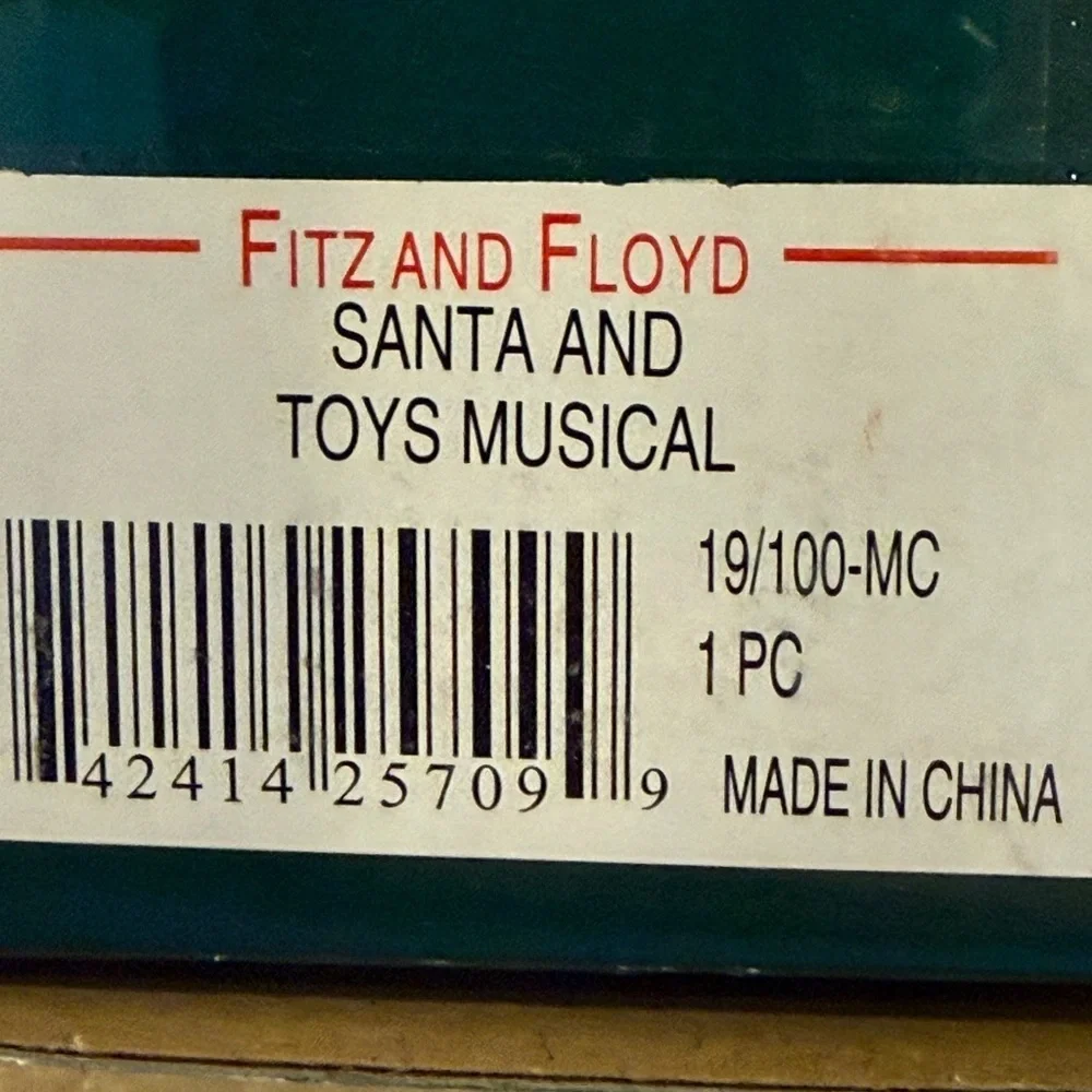 Fitz & Floyd Santa and Musical Toys Music Box Christmas Decor Colorful Figurine